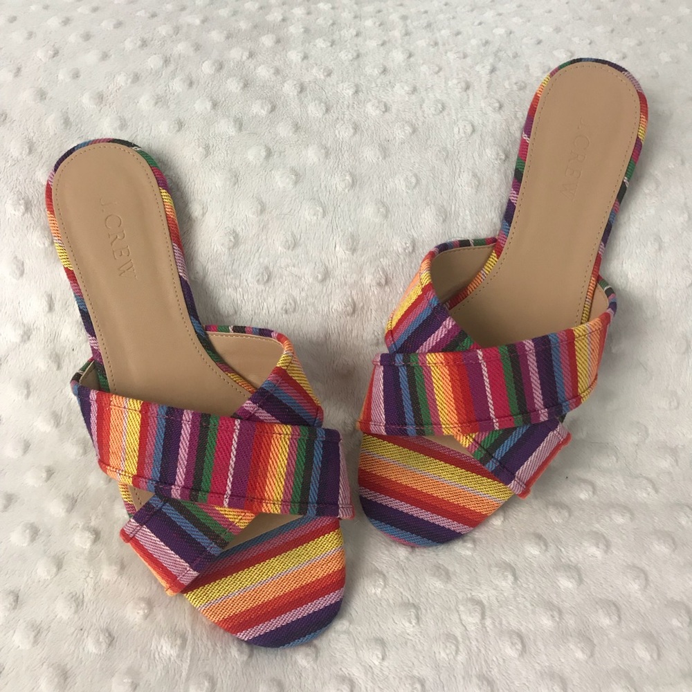 J. Crew Cora Multistripe Crisscross Sandals Sz 6.5